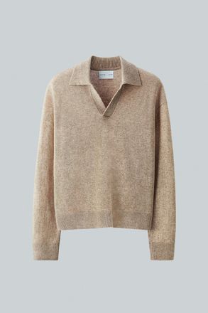 H&M Polopullover aus Wollmix - Beigemeliert