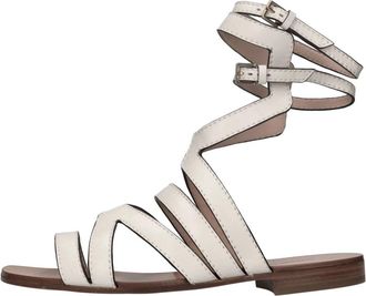 Alberta Ferretti Platte Sandalen - Dames - Sandalen - Beige - 38 EU - Leer - Schoenen