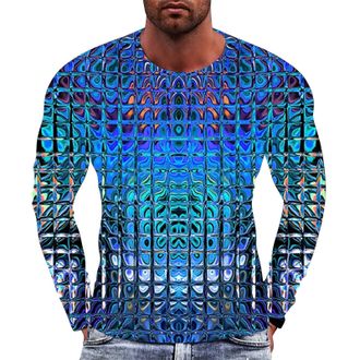 Generic Long Sleeve Formal Dress Shirt for Men Mens T Shirt Pattern Gradient Round Neck Clothing Printing Outdoor Daily Sports Long Sleeve Printing Fashion At