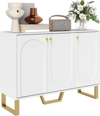 HOMCOM Sideboard with Adjustable Shelves & 3 Doors for Living Room, White - Homcom