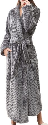 Generic Womens Winter Dressing Gowns Fleece Extra Thick - Dressing Gown Womens Long Fluffy - Flannel Fleece Sleepwear Winter Morning Gown Bathrobe Toweling Ro