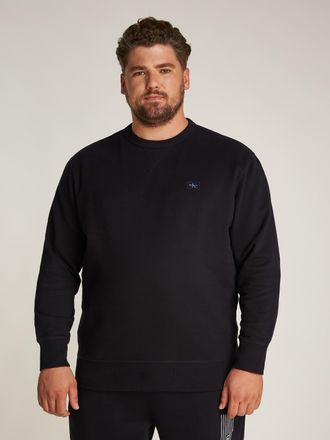 Calvin Klein Plus Sweatshirt PLUS WOVEN LABEL CREW NECK, Herren, Gr. XXXL (58), schwarz (ck schwarz), Sweatware, Obermaterial: 100% Baumwolle, CALVIN KLEIN JEANS PLUS, 