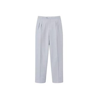 Twinset Broeken, Dames, Grijs, M, Katoen, Pantaloni in saia di cotone e lino