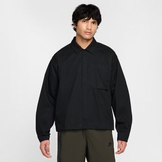 Nike Mens Nike Sportswear Tech Button-Down Top in Black | HJ2936-010