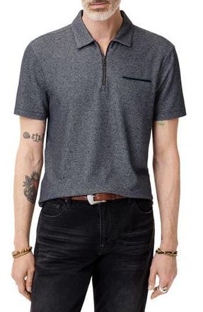 John Varvatos Meira Regular Fit Birds Eye Zip Polo in Blue Smoke at Nordstrom Rack, Size X-Large
