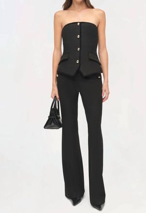 SIMKHAI Cambrie Velvet Trimmed Bustier Top In Black