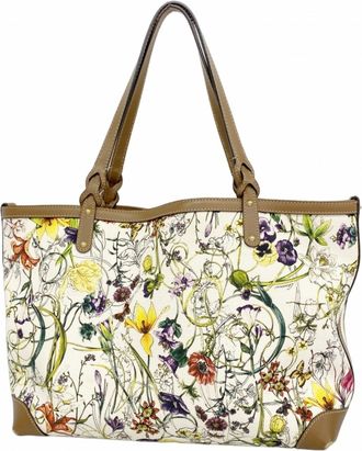 Gucci Brown Multi-Color Canvas Tote Bag (Pre-Owned)