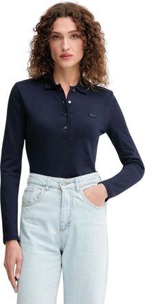 Lacoste Polo L.12.D Stretch Mini Piqu&eacute; - - Tops - Donna - Blu - 2XS