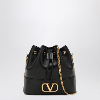 Valentino Garavani Vlogo black leather bucket bag