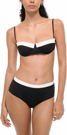 Staud Womens Jo Balconette Bikini Top In White/black