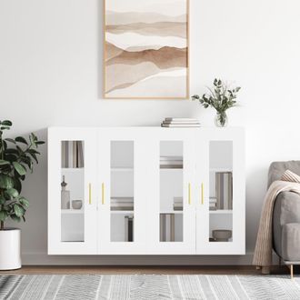 vidaXL Armarios De Pared 2 Uds Madera De Ingenier&iacute;a Blanco Vidaxl