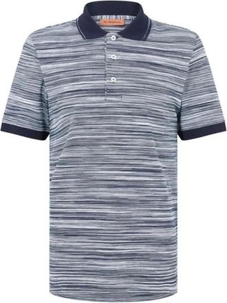 Missoni Mens Missoni Short Sleeve Polo Blue And Purple Space Dyed - White - Size: 36