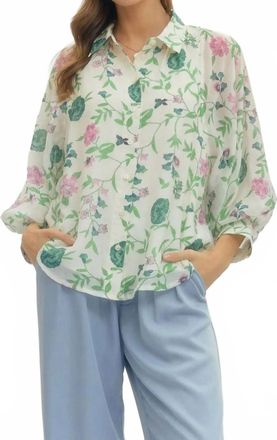 Entro Semi-Sheer Top In Ivory Floral