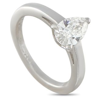 Bulgari 18K White Gold 0.93ct Pear Shaped Diamond Engagement Ring BV16-060526