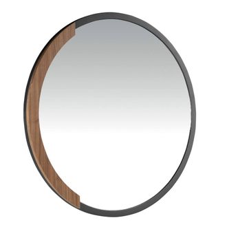 Angel Cerd&aacute; Round Wall Mirror 80 cm Black Frame with Walnut