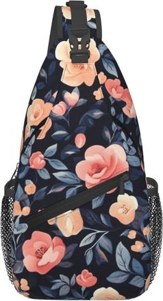 Generic Vintage Flower Shoulder Bag Trendy Cross Body Bag Lightweight Daypack For Cycling Runner Men