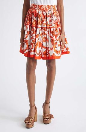 Dolce & Gabbana Majolica Print Cotton Poplin Miniskirt in S9000 Variante Abbinata at Nordstrom, Size 10 Us