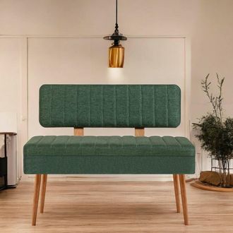 Dmora Panca Barthelemy, Soporta 150 Kg, Estructura Verde, Altura Asiento 40 Cm, 105x40x85h Cm Roble Marr&oacute;n