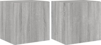 vidaXL TV Wall Cabinets with LED Lights 2 pcs Grey Sonoma 40.5x35x40 cm vidaXL