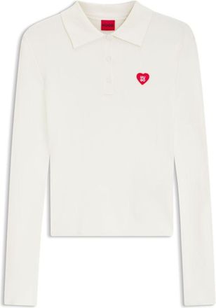 HUGO BOSS Slim-fit sweater in ribbed crepe with polo collar
