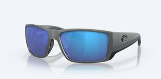 Costa Unisex Blackfin Pro Rectangular Sunglasses In Matte Gray Blue Mirror