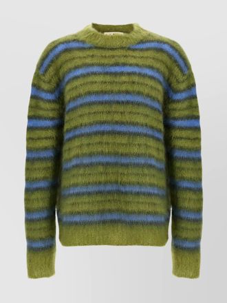 Marni crew neck fuzzy striped sweater