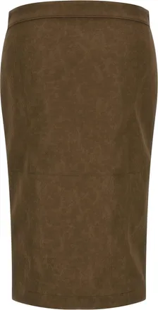 Pinko Nubuck-Effect Zip-Front Pencil Skirt - Olive