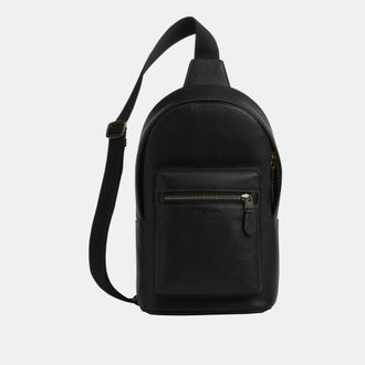 Coach Mens West Pack in Pebbled Leather Bag - Black - One Size