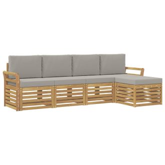 vidaXL Conjunto De Sof&aacute;s De Exterior 5 Uds. Blanco Y Gris Claro Vidaxl