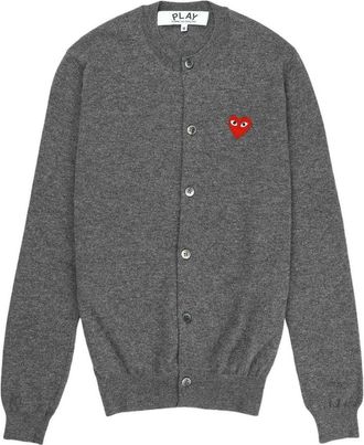 Comme Des Gar&ccedil;ons (WMNS) COMME des GARCONS PLAY FW25 Red Heart Emblem Cardigan Grey AX-N007-051-3