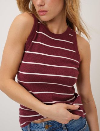 Nobody's Child Burgundy Striped Racer Vest