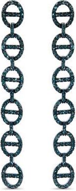 House of Brilliance Sterling Silver 1.0 Cttw Blue Diamond Linked Circle Drop Earrings at Nordstrom