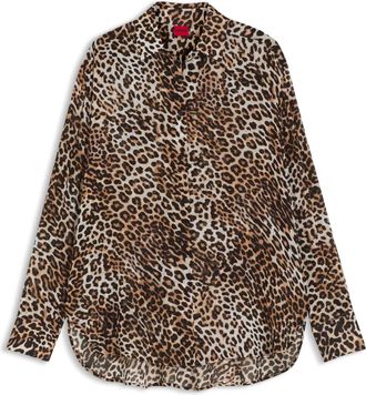 HUGO BOSS The Boyfriend Shirt - Dames - Overhemden - Bruin - S - Overhemden