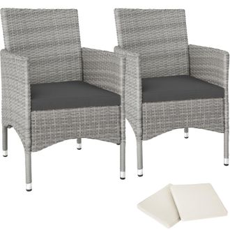 TecTake Garden Chairs Set Of 2 Nantes in Light Grey | Size: 2 Seater
