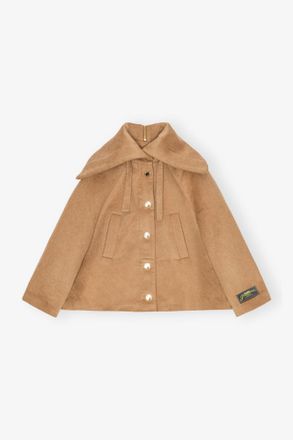 Ganni Brown Camel Wool-Blend Jacket