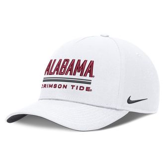 Nike Alabama Sideline Practice Rise Nike Mens Dri-FIT College Adjustable Hat in White | NC0610AABN-RKB