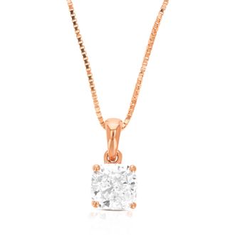 Vir Jewels 1.50 cttw Cushion Lab Grown Diamond Solitaire Pendant Necklace in 14K Gold with Chain For Women
