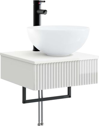 vidaXL Lavabo De Lavado Montado En La Pared Blanco Brillante Vidaxl