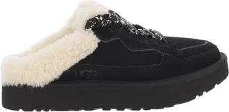 UGG Black Lowmel Fur-Lined Suede Mules