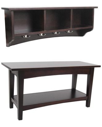 Alaterre Shaker Cottage Storage Coat Hook With Bench Set