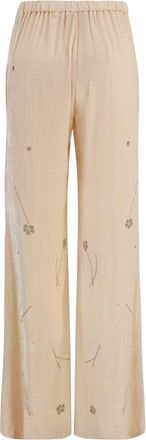 Forte_Forte Womens Fleurs Dorient Embroidered Crushed Velvet Trousers Loto Viscose; Polyamide; Silk