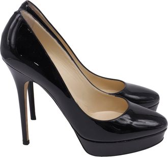 Jimmy Choo London Cosmic Platform Pumps in Black Patent Leather