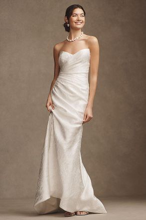 Watters Wtoo by Watters Callahan Sweetheart Draped Jacquard Column Wedding Gown