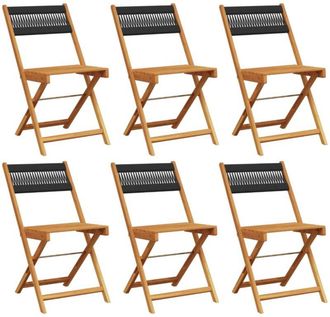 vidaXL Sillas De Jard&iacute;n Reclinables 6 Uds Madera Maciza Acacia Negro Vidaxl