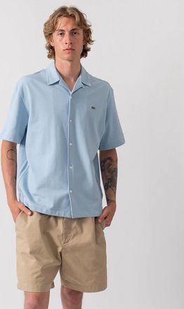 Lacoste Mens Lacoste Relaxed Fit Short Sleeved Mens Piqu&eacute; Shirt - Chambray HBA - Blue - Size: 42/Regular