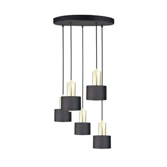 Netlighting Luce Cluster Pendant Ceiling Light Black Gold 45cm 5x E27