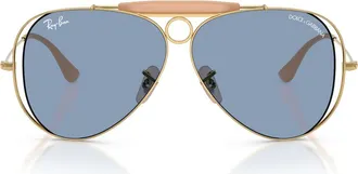 Ray-Ban 53mm Shooter Pilot Sunglasses in Arista/light Blue at Nordstrom