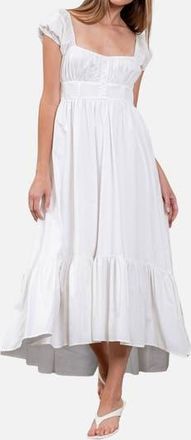Moon River Tiered Midi Sundress in White at Nordstrom Rack, Size X-Small