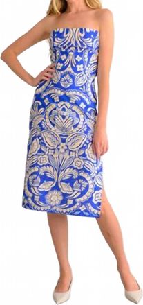 Lavender Brown Strapless Soraya Dress In Blue/ivory Combo