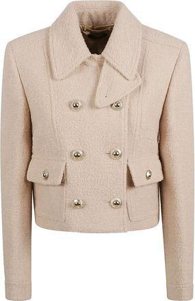 Tom Ford Boucle Double Breasted Chasseur Jas - Dames - Zomerjassen - Beige - XS - Wol - Jassen